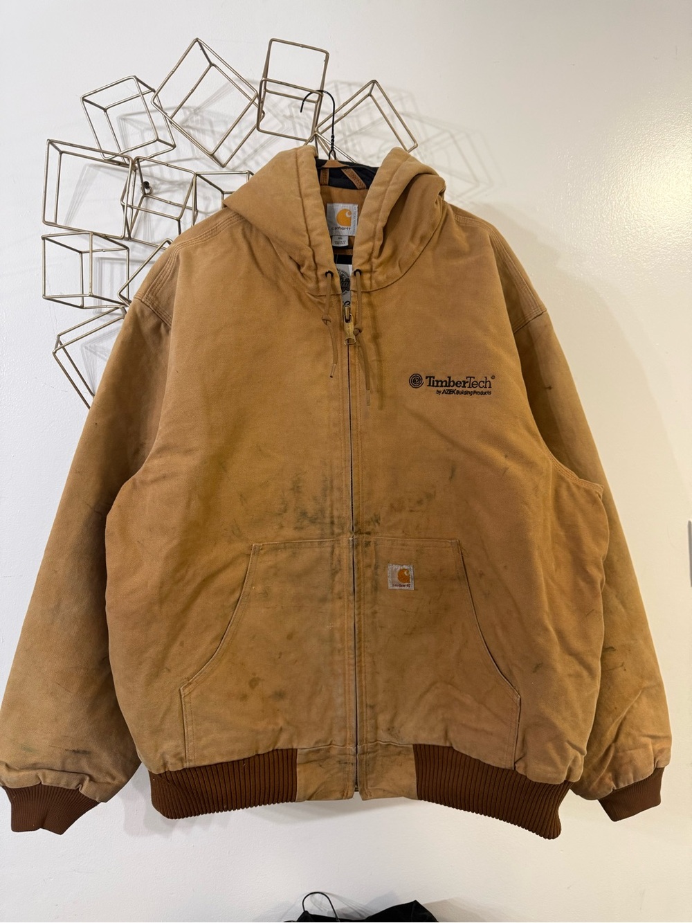 Carhartt Brown Hooded Insulated Puffer Jacket with TimberTech Logo